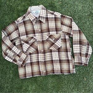 Vintage Woolrich Trucker Shacket Twill Plaid Cottagecore Lightweight Jacket M